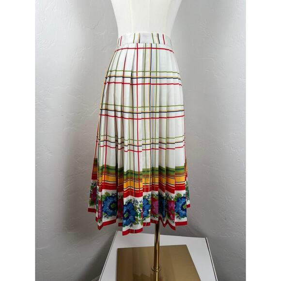 J. CREW Pleated Plaid & Floral Midi Skirt (Womans: 4) - Picture 1 of 16